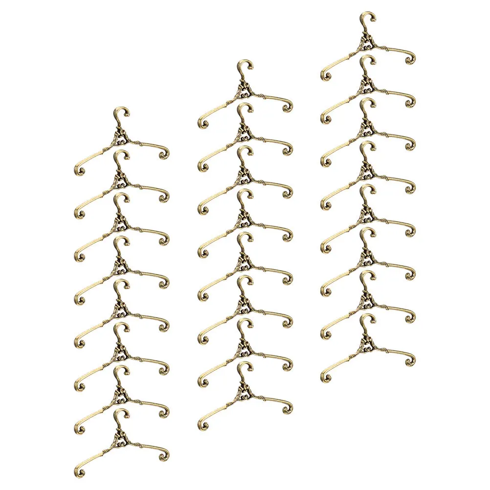 

48Pcs Miniature Metal Hangers Vintage Style for Dollhouse Wardrobe Closet Clothes Display Organizer Accessories