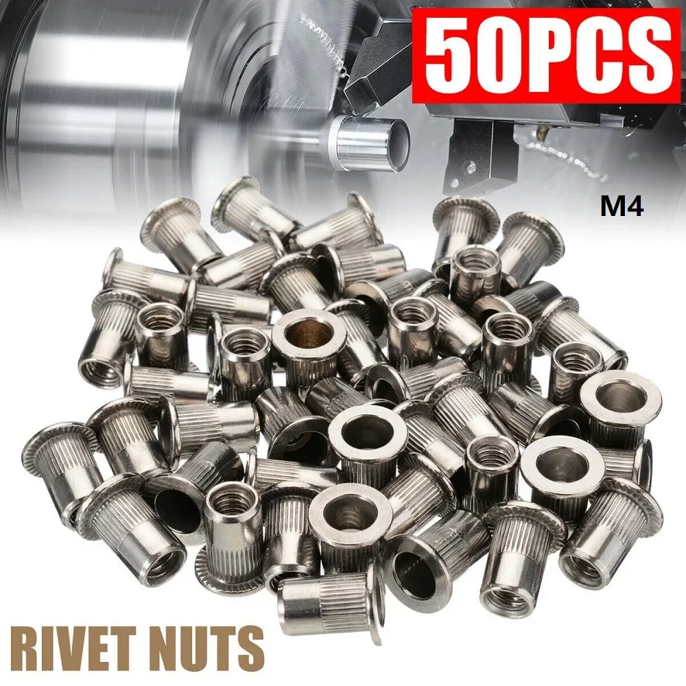 50xrivet น็อต M6-M10เหล็กสแตนเลสแบนแพ็คนัทน็อตแบบสอด M3/M4/M5/M6/M8/M10สำหรับยานยนต์