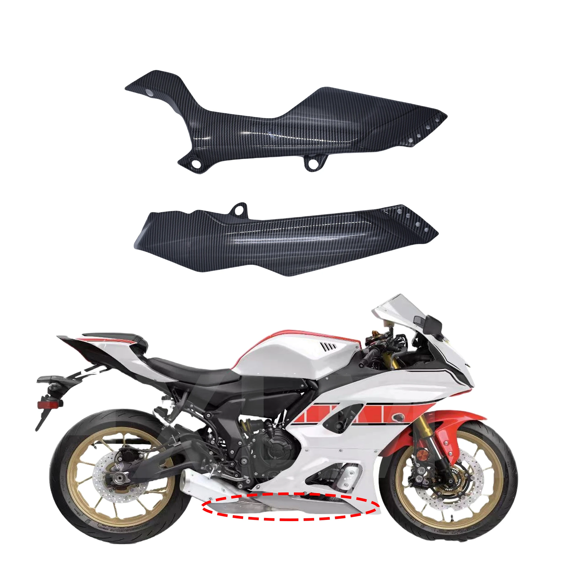 

YZFR7 2021 2022 2023 Motorcycle Carbon Fiber Look Belly Pan Lower Engine Side Panels Spoiler Fairing For YAMAHA YZF R7 YZF-R7