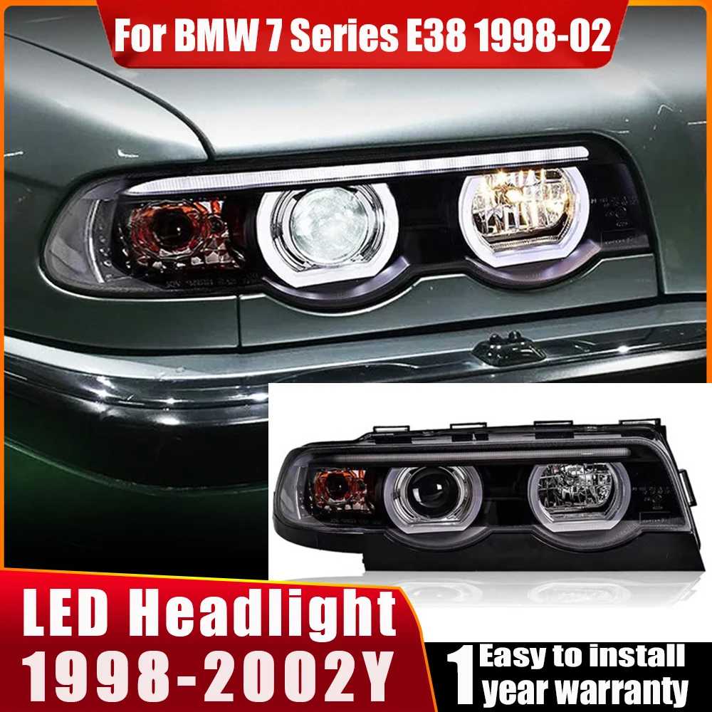 2PC Car Headlights For BMW 7 Series E38 1998 1999-2002 LED Car Lamps Daytime Running Lights Dynamic Turn Signals Car Accessories