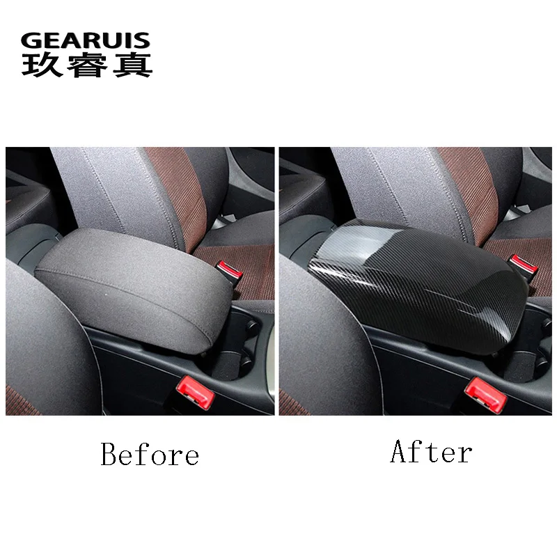 Carbon fiber Center Console Armrest Storage Box Frame panel protection Cover Trim For Audi Q5 8R 2009-2017 Car Interior Arm Rest