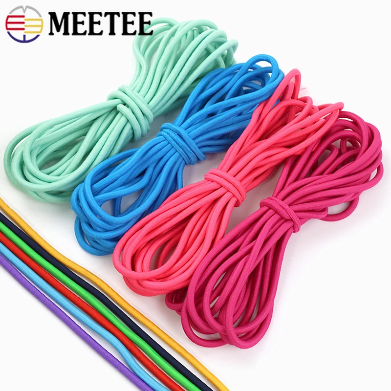 

5/10/20M 5mm Colored Elastic Band Headband Round Rubber Bands Garment Decor Spring Cord Stretch Tape DIY Sewing Accessories