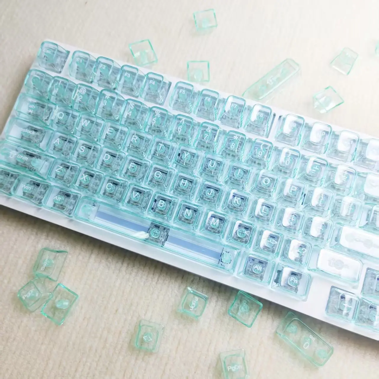 Nouveau 115 touches translucides Keycaps PC PBT Keycaps vert profil MDA pour MX Switch Keycap pour clavier mécanique touches de jeu