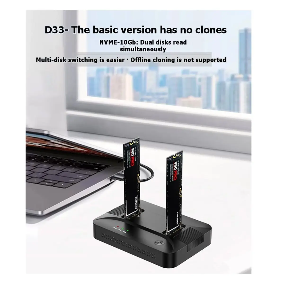 [VALUE PACK]M.2 NVMe/SATA Dual-Bay Hard Drive Docking Station Offline Clone Hard Disk USB 3.2 Gen2 SSD Adapter
