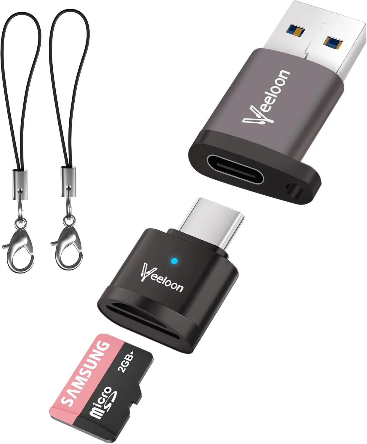 

Type C Micro SD/TF Card Reader with USB A Adapter, Compatible with iPhone 16/15 Pro Max, Laptops, MacBook, Camera