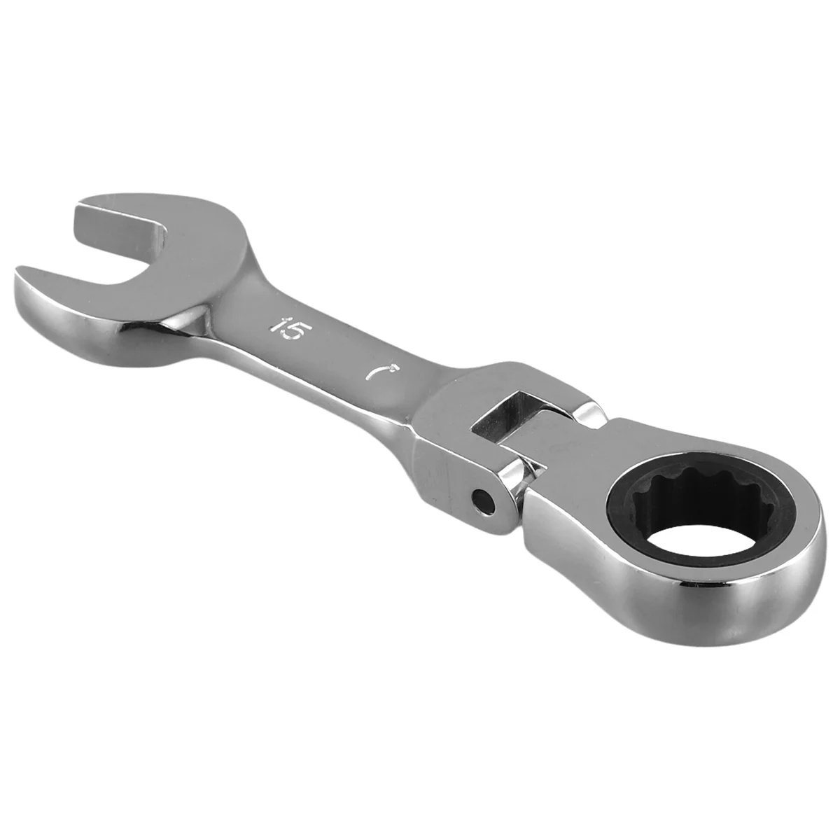 Short Handle Ratchet Wrench with Movable Head,Quick Dual-Purpose Open End Wrench,Hardware Tool, Labor-Saving Wrench 15mm