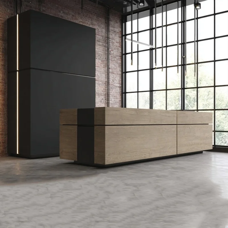 custom.Available Customized Office Furniture 2 Person Modern Wooden Hotel Company Office Front Counter Reception Counter De