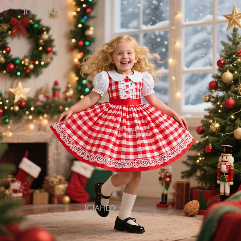 Christmas Season Girls Princess Party Dress Elves Holiday Ball Gown Birthday Kids Celebration Pageant Formal Dresses New Year