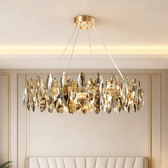Modern Luxury Crystal Chandelier LED E14 Pendant Light Living Room Dining Room Bedroom Home Decor Indoor Ceiling Hanging Lamp