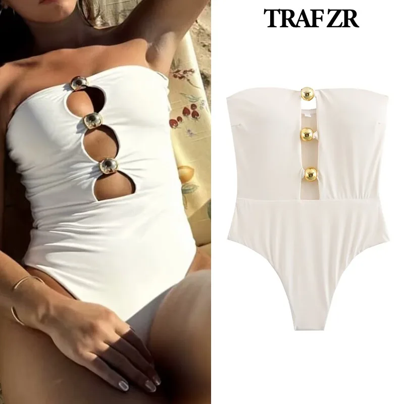 TRAF ZR Bandeau Swimsuit Sexy Bikini Woman Beach Thong Bikini Set Women\'s Bikinis Trend 2024 Slimming Swimsuit Holiday Swimsuits