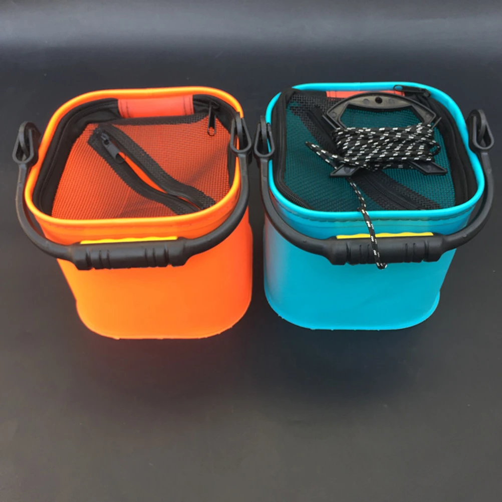 

1PC Fishing Barrels EVA Portable Fishing Barrels Zipper Anti-slip Rope Fishing Bucket Thickened Folding Live Fish Bucket Fishing
