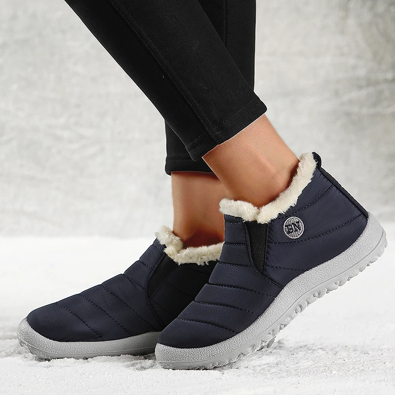 Shoes Winter Women Sneakers Waterproof New Slip On Shoes Ladies Comfortable Chunky Sneakers Solid Flat Shoes Woman Mujer