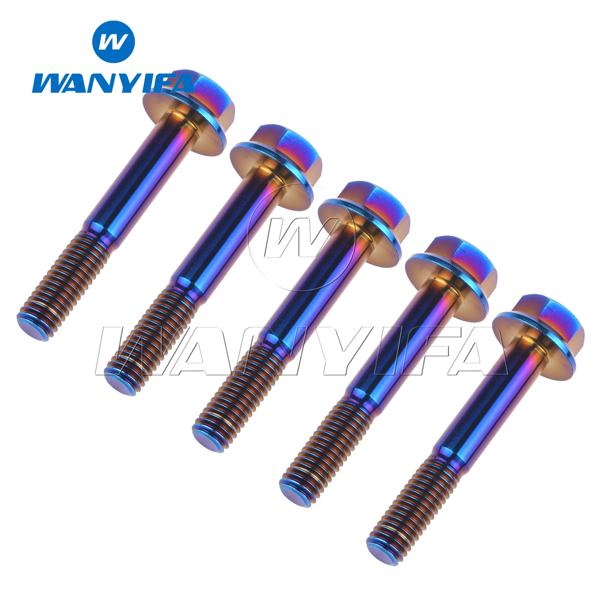 Wanyifa Titanium Bolts M10 x 20 25 30 35 40 45 55 60 65 70 75 80 100mm Hexagon Flange Screw Bolt for Honda Suzuki Yamaha 5/12PCS