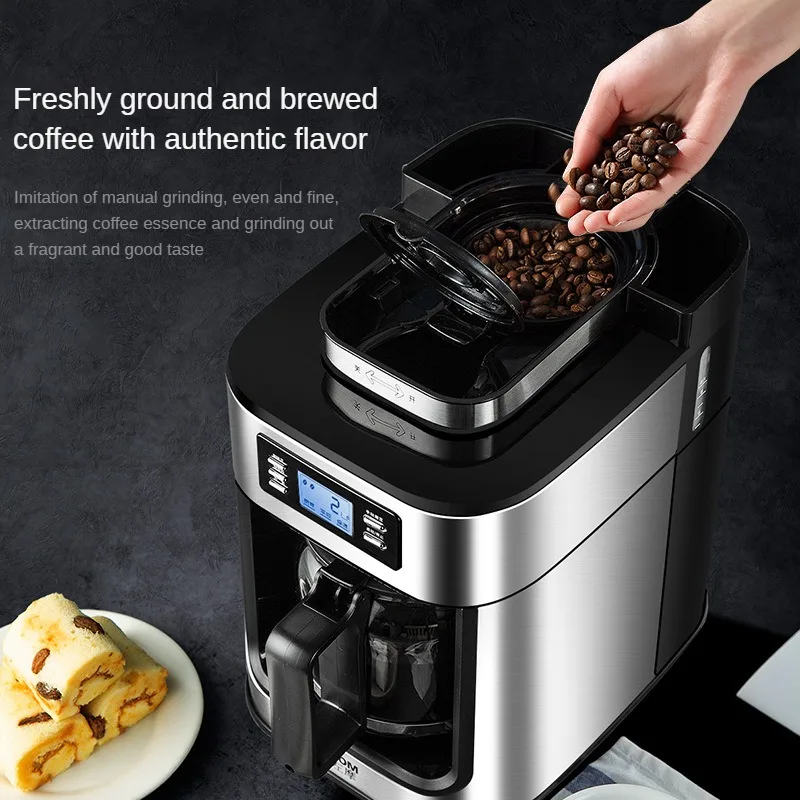 Máquina de café recién molido totalmente automática, molinillo de café pequeño para el hogar de estilo americano, cafetera de goteo americano