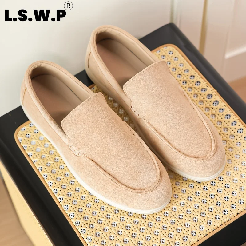 Men's Casual Sneakers, British-Style Casual Loafers, Made of Soft Suede Fabric, Breathable and Comfortable, Simple Slip-On Design That Flatters the Foot Shape, Stable Non-Slip Flat Sole, with Clean and Attractive Color Scheme, Perfect for Daily Shopping Trips and Commuting to Work.