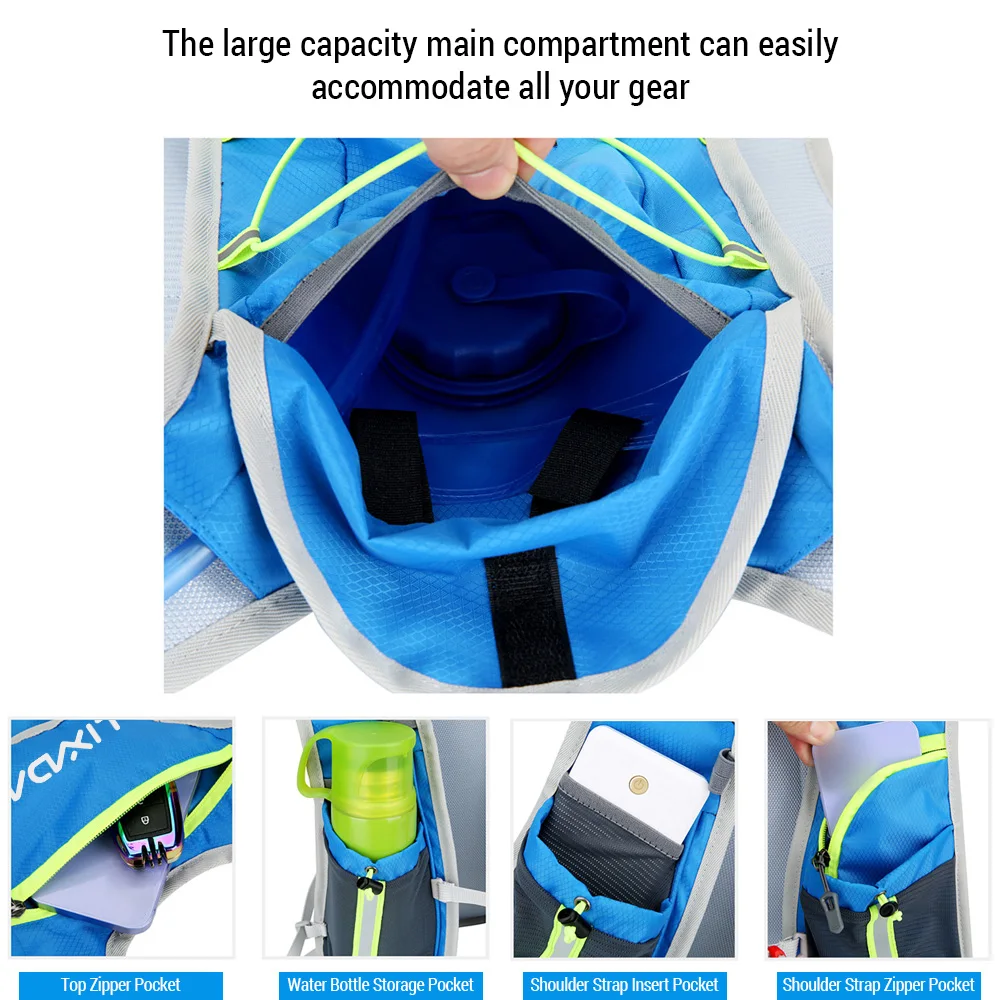 Nylon Hydration Backpack Water Backpack with 2L Hydration Bladder for Cycling Running Biking