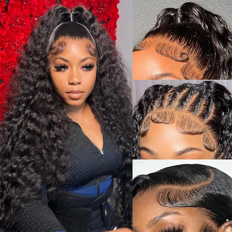 

Brazilian 30 40 Inch 180 Density Curly 13x4 HD Transparent Lace Front Human Hair Wigs Loose Deep Wave Lace Frontal Wig For Women