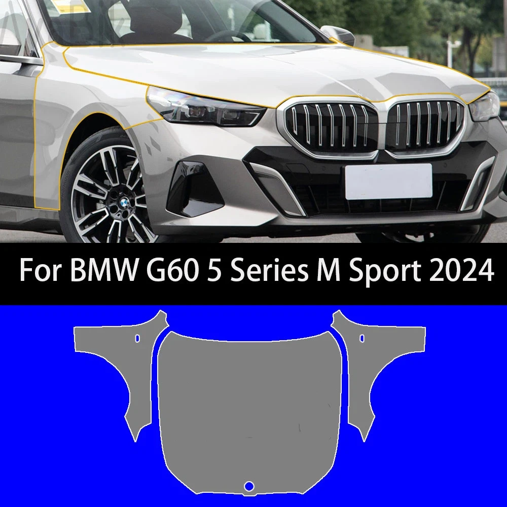 

Предварительно вырезанная защитная пленка из ТПУ для кузова автомобиля для BMW 5 серии G60 M 2024, прозрачная, против царапин, невидимая, прозрачная, PPF, аксессуары