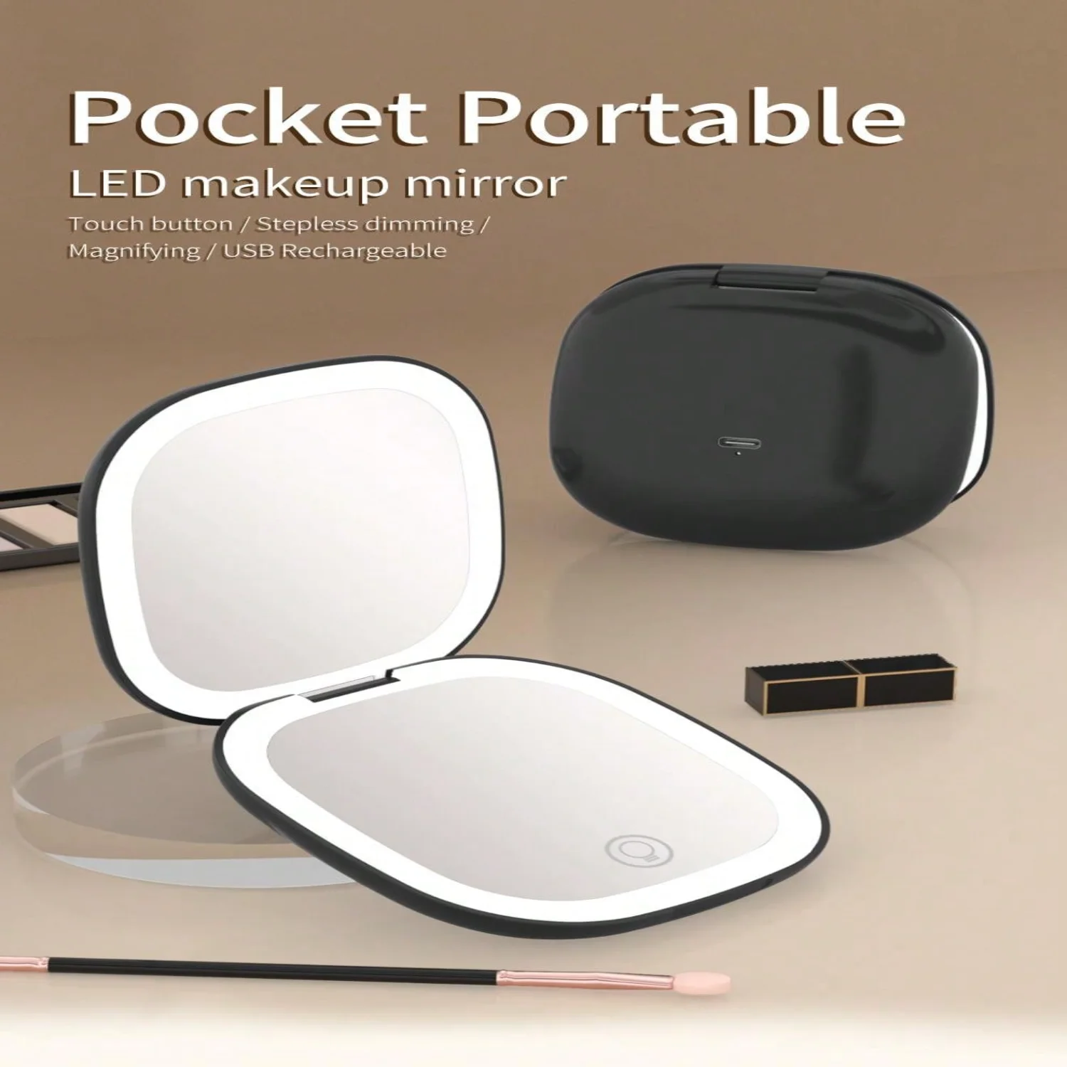 Portable Led Makeup Mirror Light Up Mirror Gift Practical Square Led Makeup Mirror With Light Valentine Day Gifts  Cute St Patri