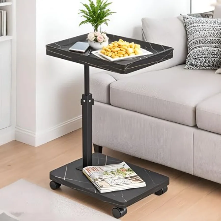 

C Table End Table Adjustable HeightC Shaped End for Couch Snack Tables 360°Swivel TV Tray Sofa Table Tables that Slide Under Co