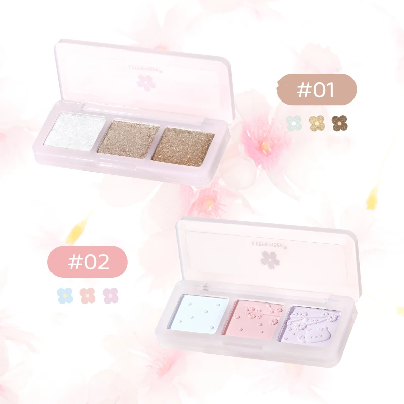 Leemember Eyeshadow Palette 3 Colors Spring Summer Matte Glitter Shimmer 3 Effect Fresh Eye Shadow Makeup Cosmetic