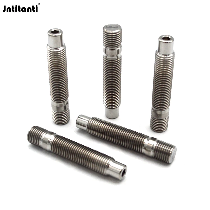 

Jntitanti с двойной резьбой Gr.5 Титановый Ti-6Al-4V Конверционирование шпильки колеса M14x1,5 мм Колесные болты с гайкой для европейских автомобилей