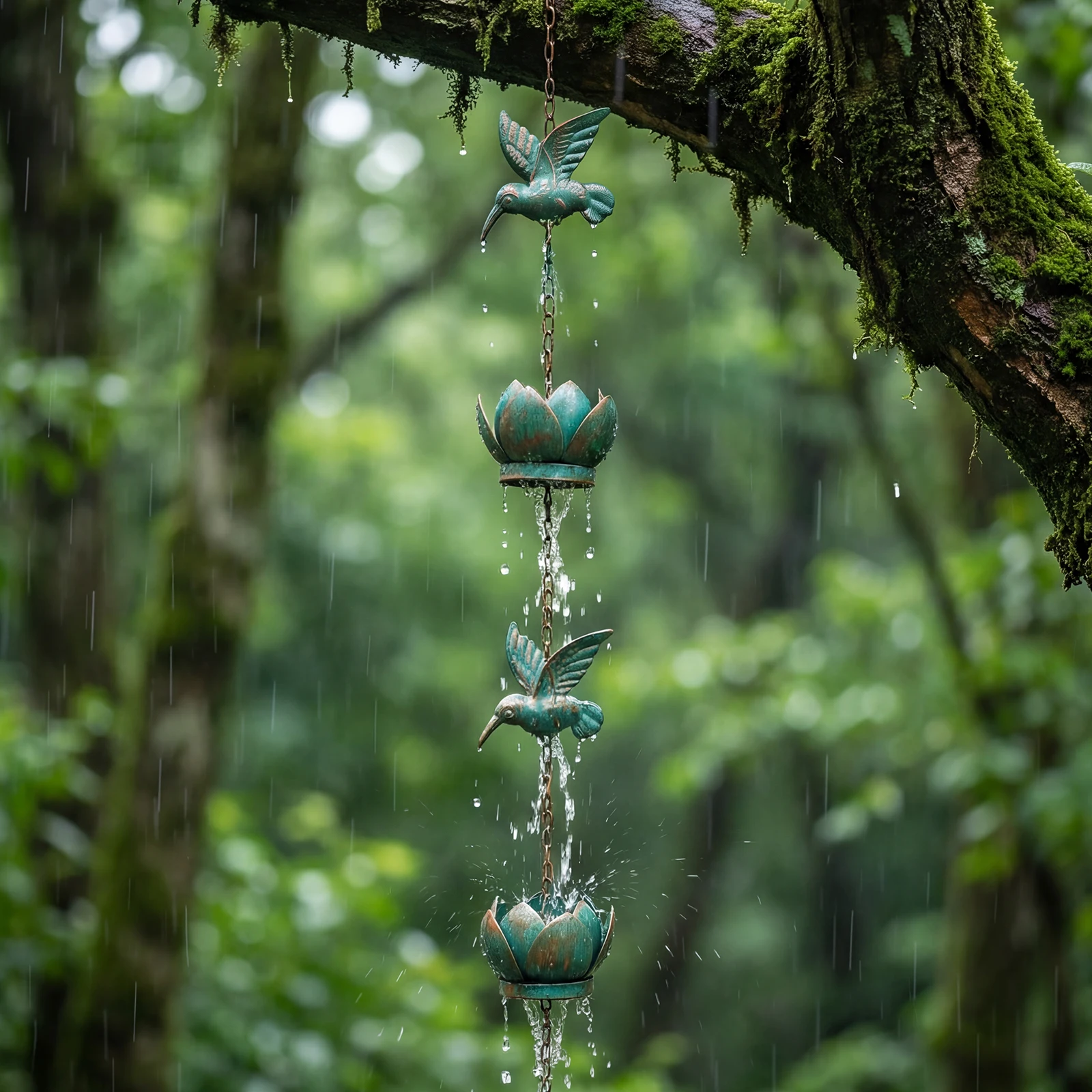 

250cm Rain Chain Hummingbird Hanging Rain Catcher Garden Decor Replacement Parts Downspout For Patio Yard Gutters Colonnade