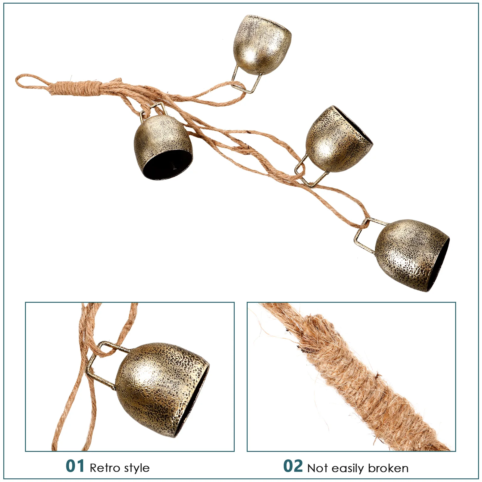 

Bell Decoration Vintage Diy Craft The Wind Bells Retro Chime for Door Hemp Rope Hanging