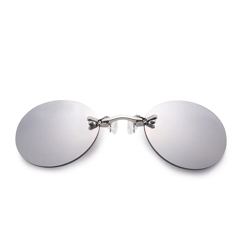 IENJOY New Pince-nez Sunglasses Clip-on Sunglasses Metal Small Round Frame Mini Sun Glasses for Men and Women Sunglasses Clip