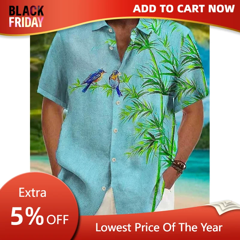 Men\'s Shirt Summer Hawaiian Parrot Lapel Outdoor Street Short Sleeve Fashion Comfortable Streetwear Fashion Designer Soft Breath