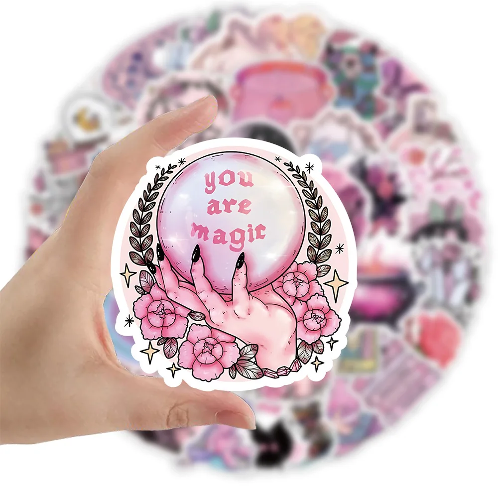 10/30/50 pz creativo rosa strega cartone animato Graffiti adesivo decorativo bagagli cellulare Laptop impermeabile moto Sticker