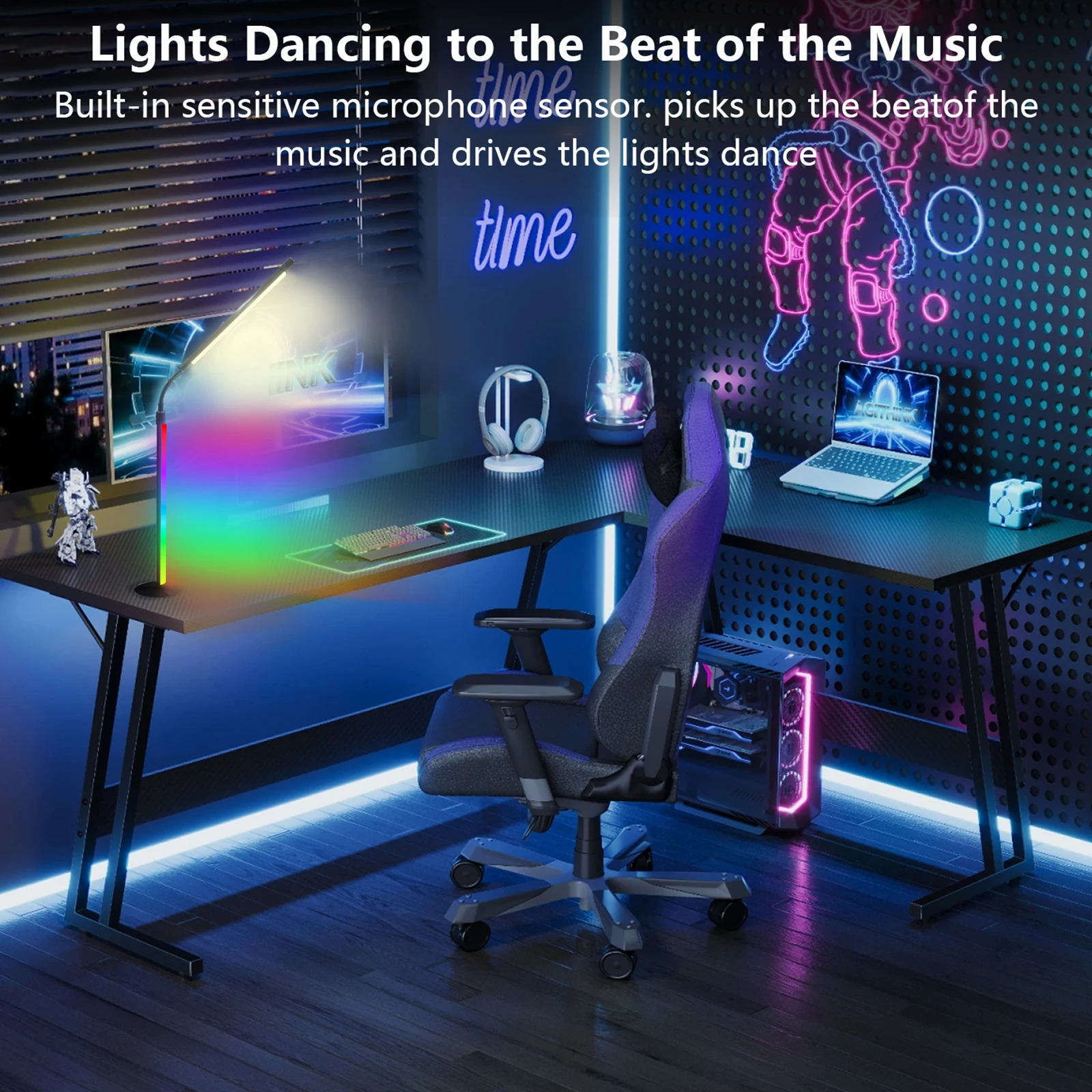 Lumière LED RVB Music Sync, lampe de bureau RVB et veilleuse, jeu, éclairage d'ambiance, équipement de jeu, accessoires de bureau