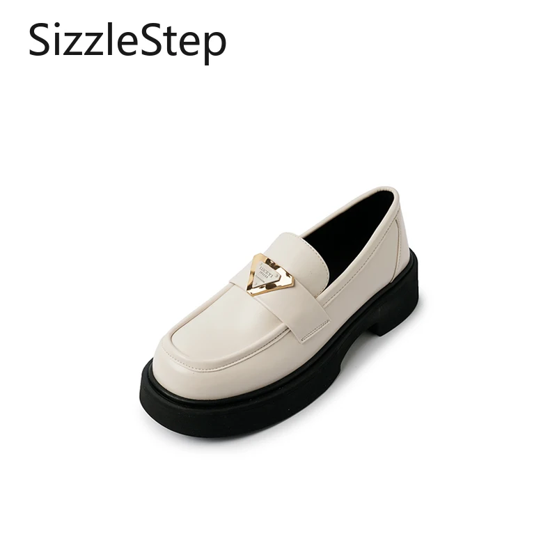

Stylish, Solid-color, Simple Design Women's Loafers with Metal Embellishments and Comfortable Thick Soles.