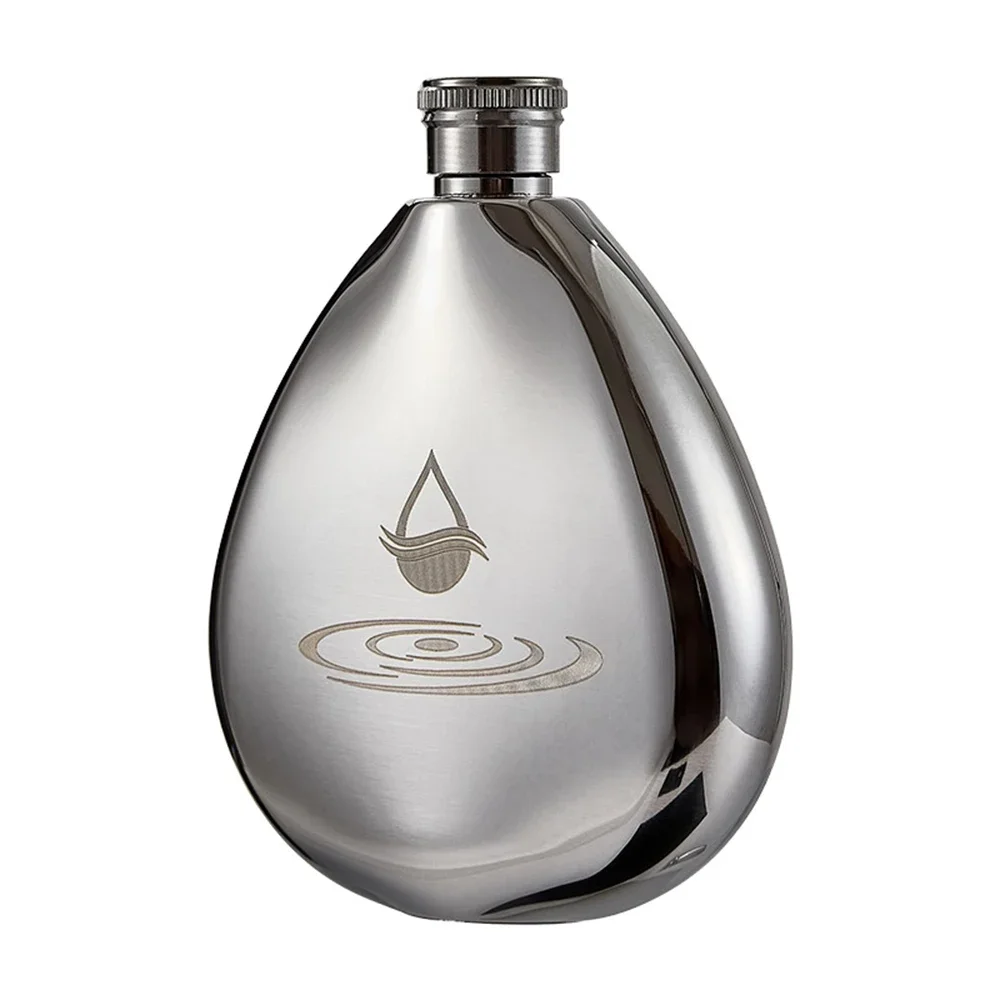 304 stainless steel hip flask, Creative waterdrop shaped flagon, Outdoor portable small wine pot, Liquor flagon with funnel, 6oz