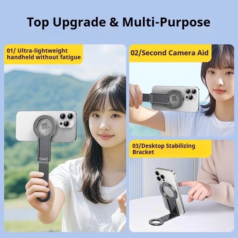 Eary Foldable Magnetic Phone Holder Stand With Remote Control Fits For Outdoor Record Video Vlog Mini Selfie Stick Pocket size