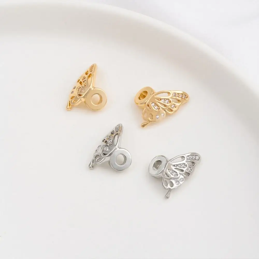 Creative Copper Zircon Butterfly Beads Shiny DIY Spacer Beads Bracelets Accessories Jewelry Supplies Jewelry Making