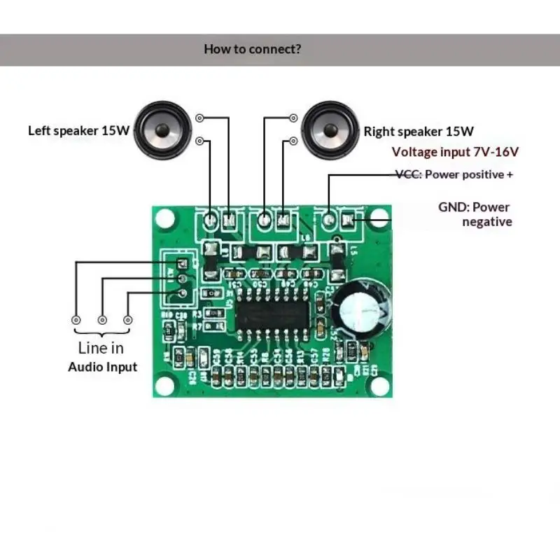 1PC34 * 22mm High Power DIY 40W MP3 Amplification Module DC12V Max 2*20W Dual Channel Digital Stereo Audio Power Amplifier Board