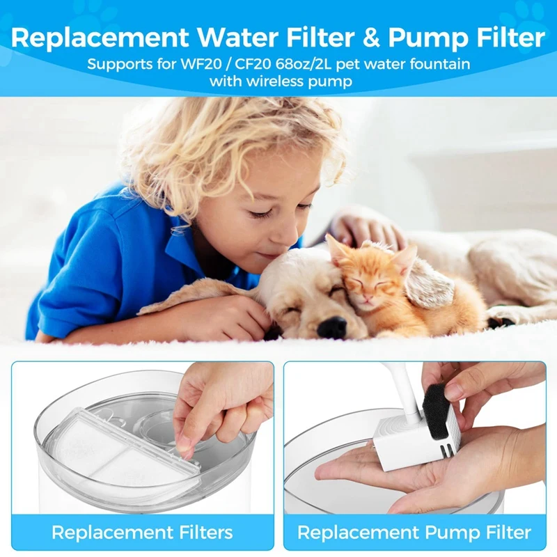 9PCS Cat Water Fountain Filter Parts Accessories Pet Water Fountain Filter For WF20/CF20 Wireless Pumps Cat Water Fountain