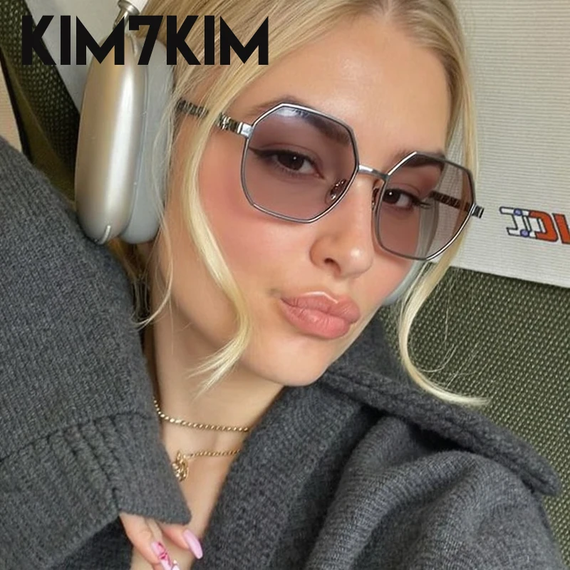 خمر مضلع فاسق النظارات الشمسية النساء 2025 العلامة التجارية الفاخرة إطار معدني مربع نظارات شمسية الكلاسيكية القيادة نظارات للسيدات UV400
