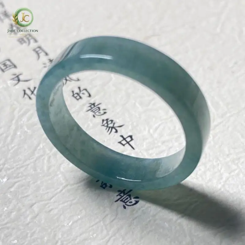 Natural Jade Ring Men Women Healing Gemstone Fine Jewelry Genuine Myanmar Jadeite High Ice Grade A Burma Blue Water Jade Rings
