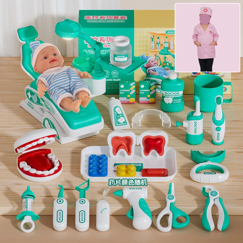 Jouets de brossage dentaire pour l'éducation précoce, Kit de dentiste pour enfants, ensemble de jeu de Simulation de dentiste, Kit médical, jouet de Simulation, jeu de rôle pour médecin