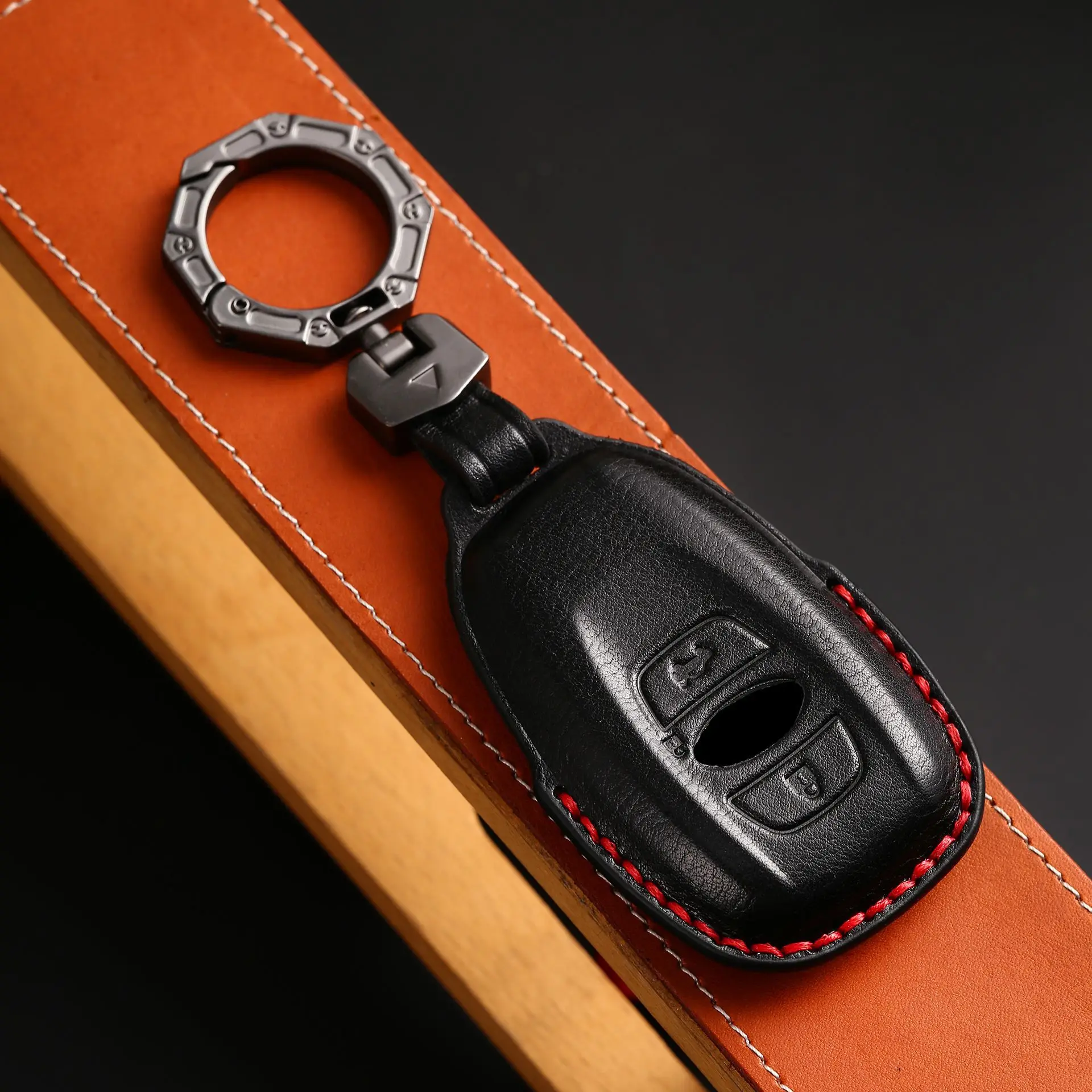 3 4 Bottons Leather Car Key Fob Case Cover for Subaru BRZ Forester Legacy Outback WRX STI Impreza XV Crosstrek Car Accessories view 4