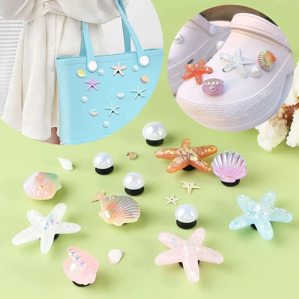 

12/14/15Pcs DIY Charms for Bogg Bag Accessories Handbag Starfish Shell Accessories for Bogg Bag for Bogg Bag/Beach Bag