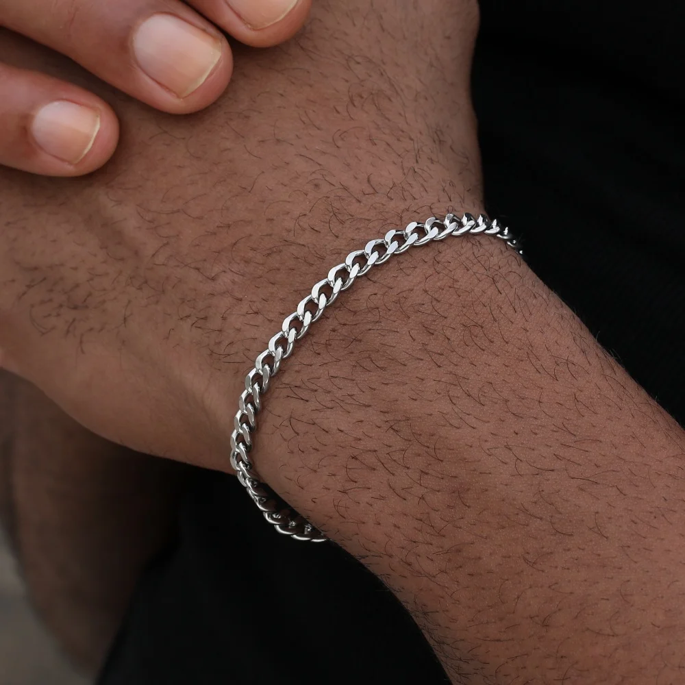 5mm Hip-Hop Edelstahl Basis-Kettenarmband, einfaches Herren-Kubakette-Schmuckstück, modisches Party-Accessoire – Detail 5