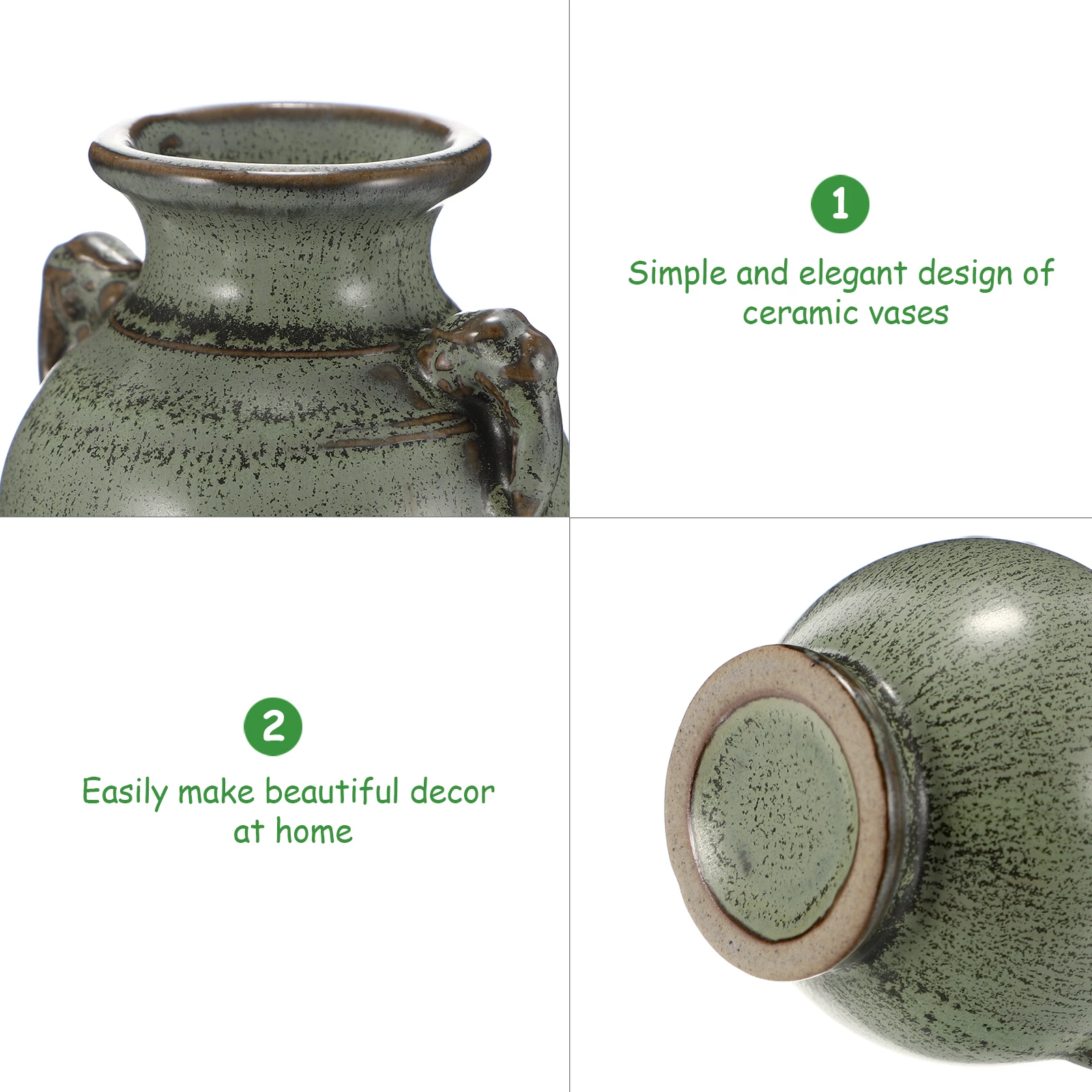 2Pcs Ceramics Vase Miniature Simple Design Decorative Household Flower Container Desktop Tabletop Vase for Plant Decoration