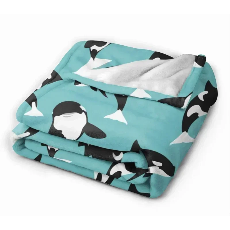 1pcKiller Whale Orca Throw Ultra Soft Warm Thin Blanket Home Bed Blankets Bedspreads for Adults Children 150X200CM