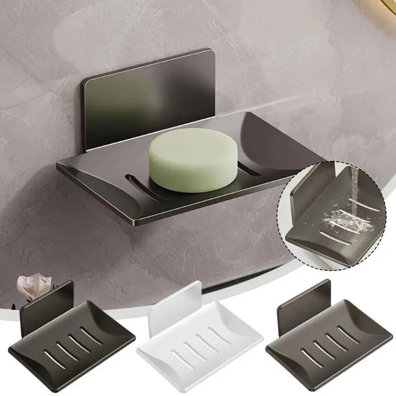 

Accessories Kitchen Soap Holder Bathroom Aluminum Alloy Soap Dish Free-Punching Wall Mounted Soap Sponge Holder Organizer