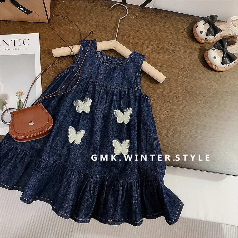 Tank Skirt Girls Denim Skirt Summer New Children's Sleeveless Dress Girls Summer Skirt Thin