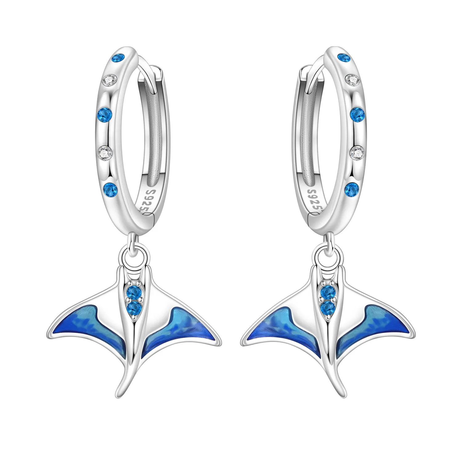 Cycuff 925 Sterling Silver Blue Devil Fish Drop Earrings Women Earrings Charm Fashion Versatile Party Jewelry Gifts view 2
