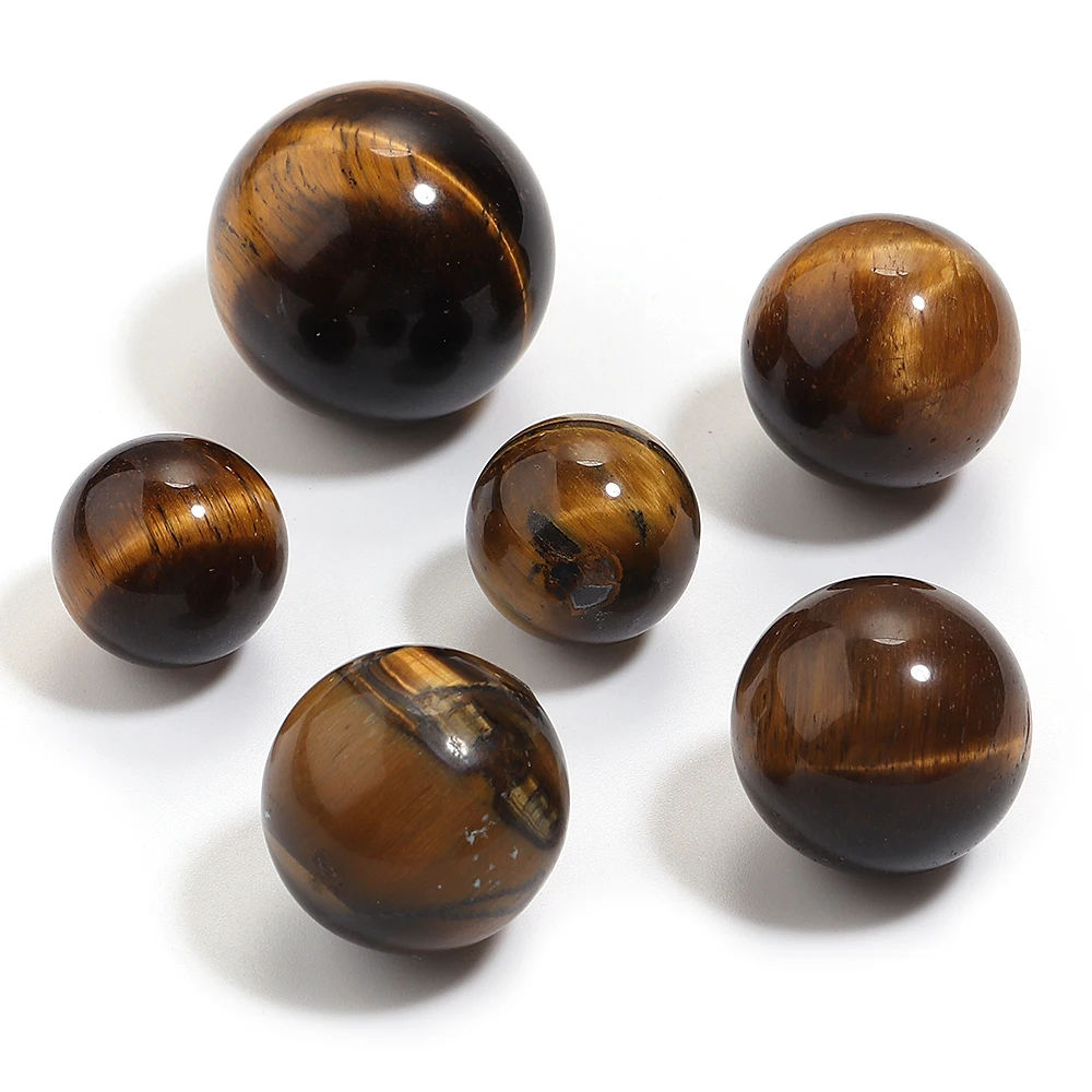 

1Pcs 16/20/25mm Round Natural Stone Beads Non Hole Yellow Tiger Eye Stone Beads for DIY Jewelry Making Craft Decoration Findings